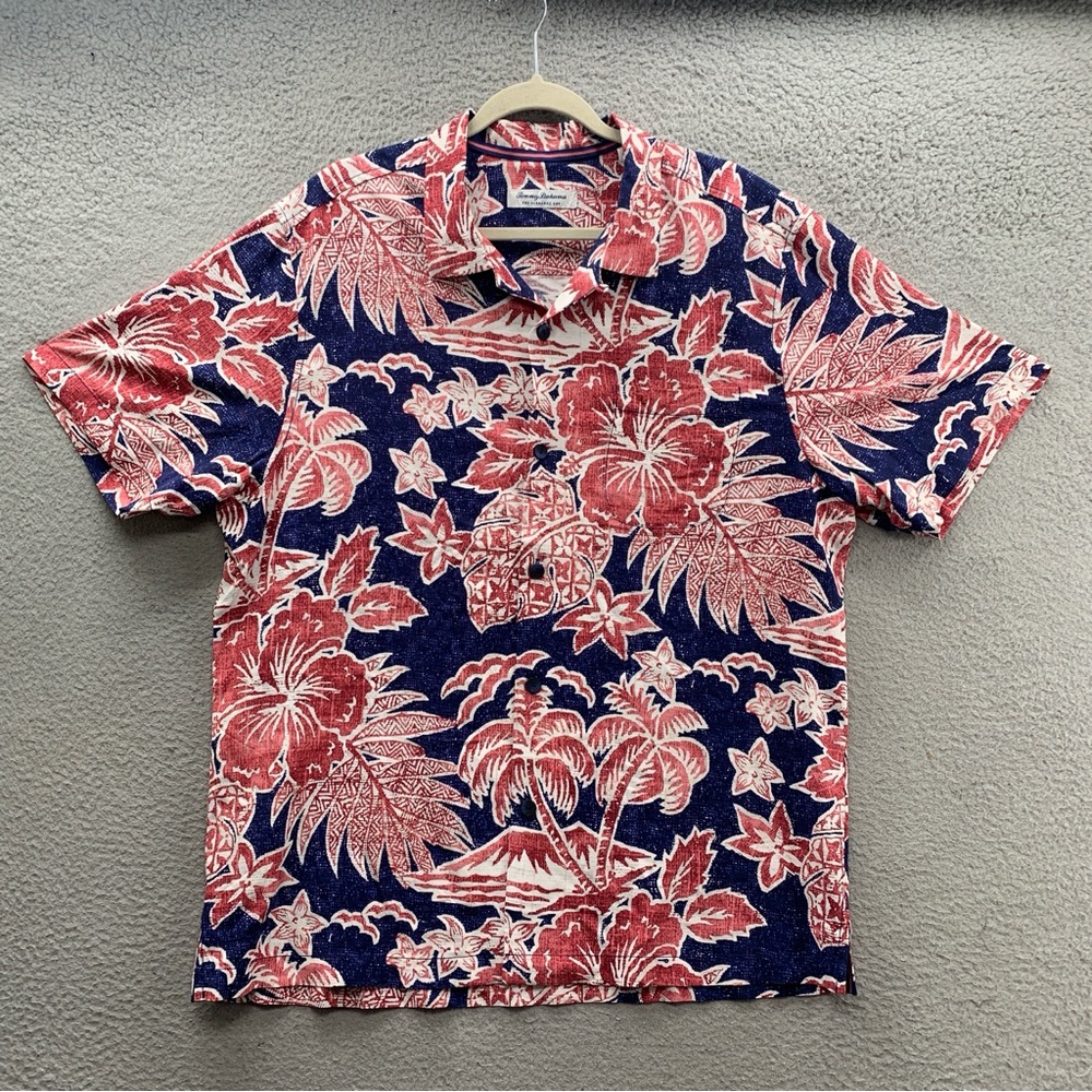 NWT Tommy Bahama Veracruz Cay Batik Pink Larkspur Paradise Floral Blue Size L